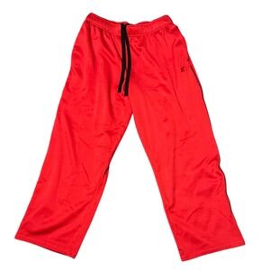 Starter Athletic Track Pants Red Drawstring Waist Logo‎ Men's Medium